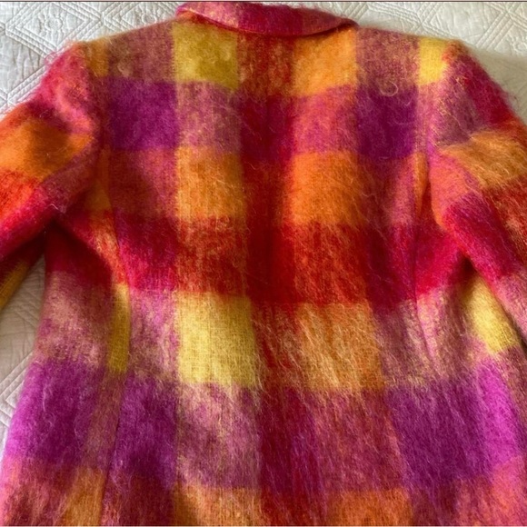 Vintage 80's Eyelash Mohair + Cashmere blend Checked Rainbow Blazer Jacket - Picture 4 of 4